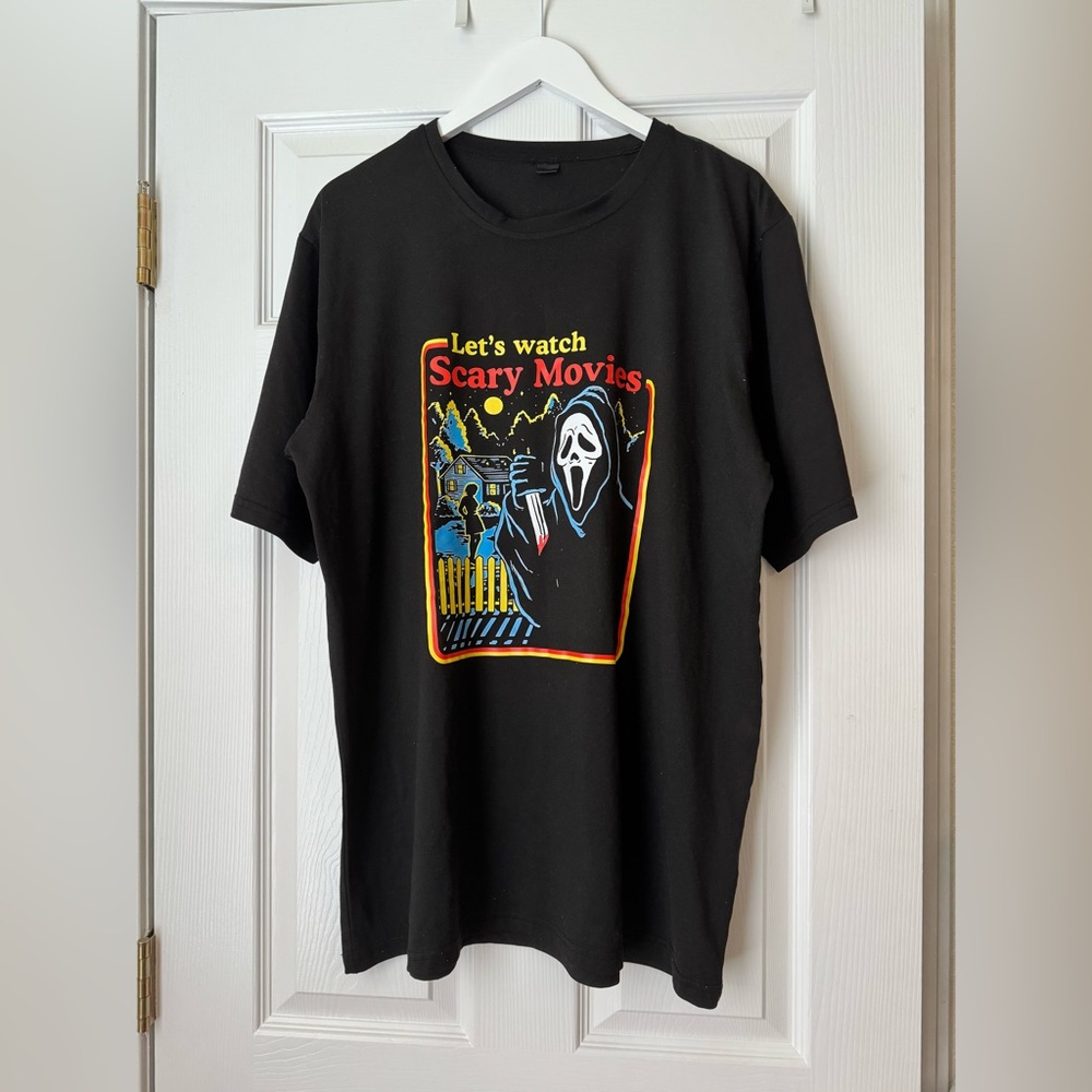 Black Graphic T-Shirt - Let's Watch Scary Movies